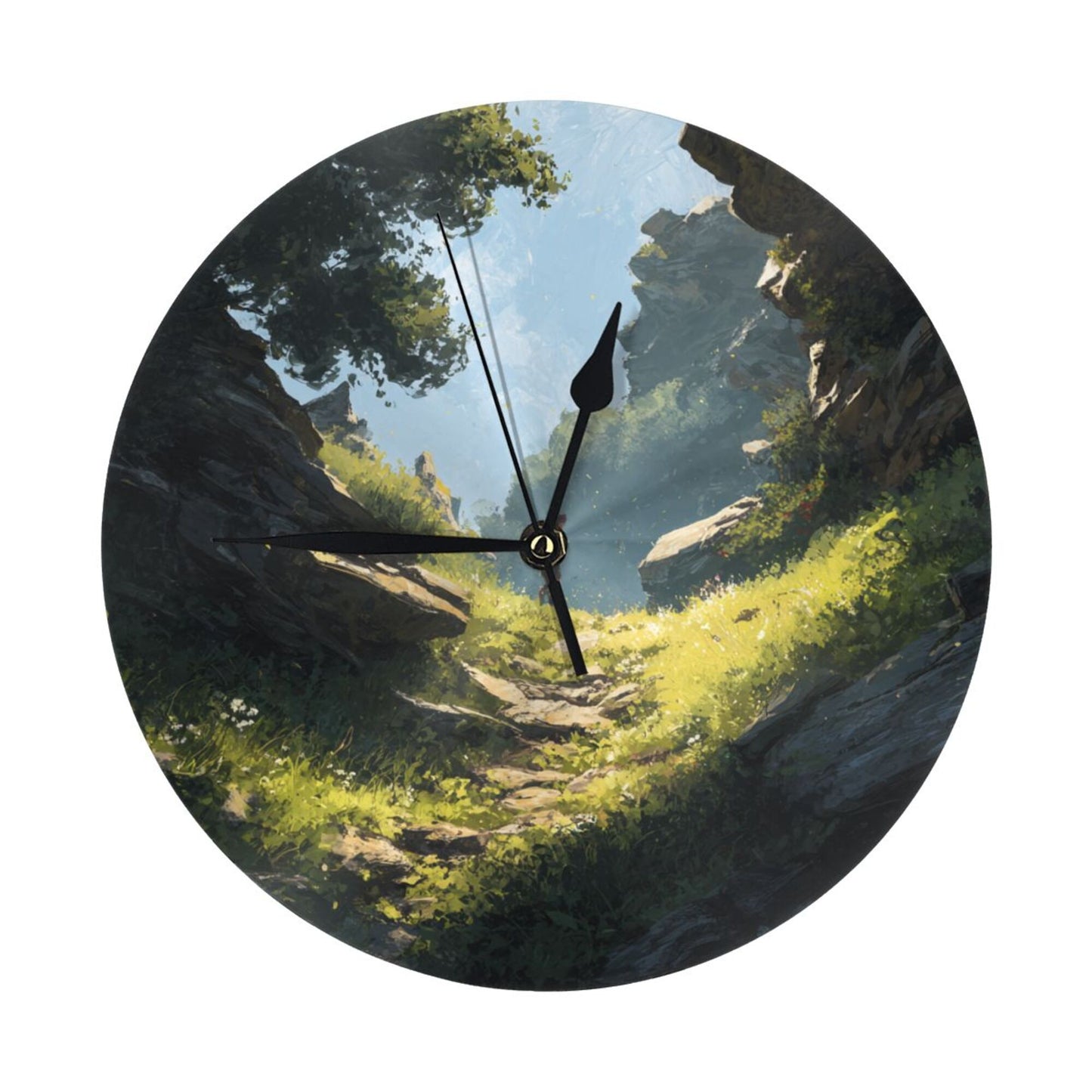 Mountain Pathway Scenic Wall Clock – Silent Quartz Movement Decorative Timepiece (10 Inch / 25cm)