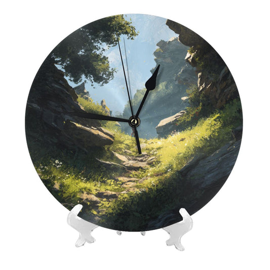 Mountain Pathway Scenic Wall Clock – Silent Quartz Movement Decorative Timepiece (10 Inch / 25cm)