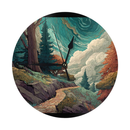 Nordic Forest Art Wall Clock – Silent Quartz Movement Decorative Timepiece (10 Inch / 25cm)