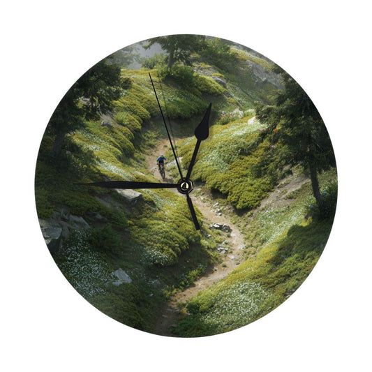 Mountain Trail Adventure Wall Clock – Silent Quartz Movement Decorative Timepiece (10 Inch / 25cm)