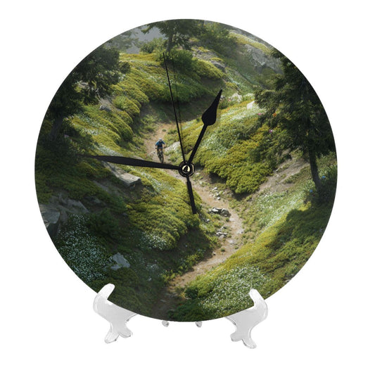 Mountain Trail Adventure Wall Clock – Silent Quartz Movement Decorative Timepiece (10 Inch / 25cm)