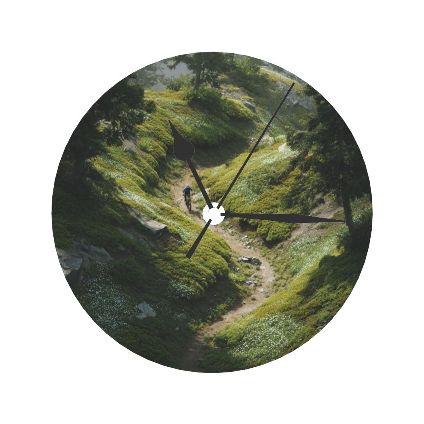 Mountain Trail Adventure Wall Clock – Silent Quartz Movement Decorative Timepiece (10 Inch / 25cm)