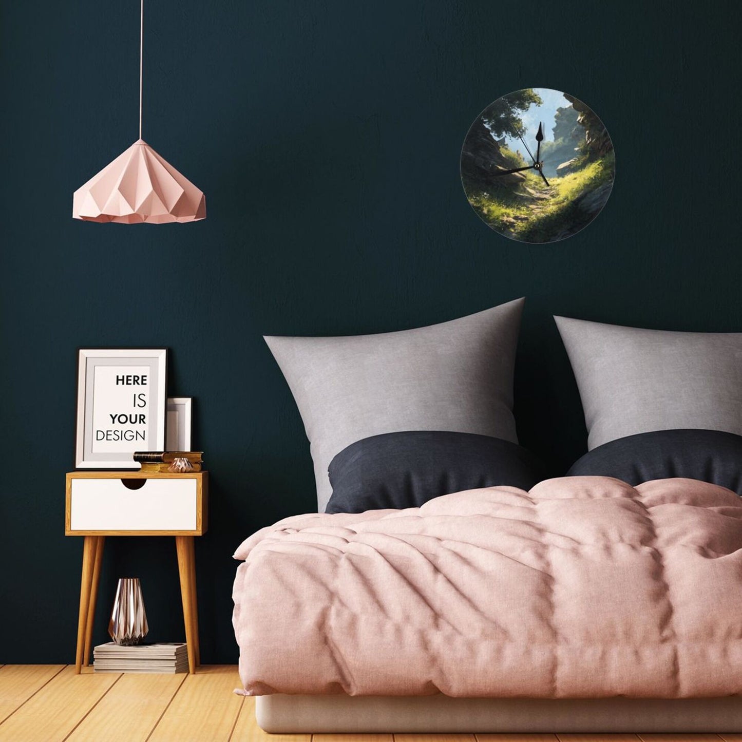 Mountain Pathway Scenic Wall Clock – Silent Quartz Movement Decorative Timepiece (10 Inch / 25cm)
